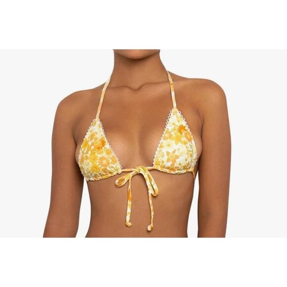 Other - Yellow, Orange & White Floral Triangle Bikini Top - Size L, NWOT